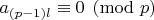 $a_{(p-1)l}\equiv 0\pmod p$