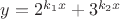$y = 2^{k_1 x} + 3^{k_2 x}$