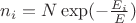 $n_i=N\exp(-\frac{E_i}{E})$