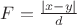 $F = \frac{|x-y|}{d}$
