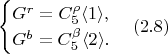 $$\begin{cases}
		G^r = C_5^{\rho} \langle 1 \rangle,\\
		G^b = C_5^{\beta} \langle 2 \rangle.
	\end{cases} (2.8)$$