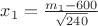 $x_1 = \frac{m_1 - 600}{\sqrt{240}} $