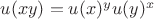 $u(xy) = u(x)^y u(y)^x$