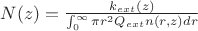 $N(z) = \frac{k_{ext} (z)}{\int^{\infty}_0\pi r^2 Q_{ext}n(r,z) dr}$