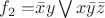 $f_2 = $$\bar{x}y \bigvee x \bar{y} \bar{z}$$