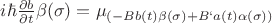 $i\hbar\frac{\partial b}{\partial t}\beta(\sigma)=\mu_Б(-B b(t)\beta(\sigma)+B`a(t)\alpha(\sigma))$