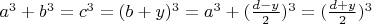 $a^3 + b^3 = c^3 = (b + y)^3=a^3+(\frac{d-y}{2})^3=(\frac{d+y}{2})^3$