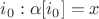 $i_0 : \alpha[i_0] = x$