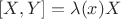 $[X,Y]=\lambda(x){X}$