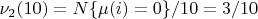 $\nu_2(10)=N\{\mu(i)=0\}/10=3/10$