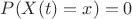 $P(X(t)=x)=0$