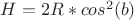 $H=2R*cos^2(b)$
