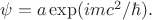 $\psi=a \exp(i mc^2/\hbar).$