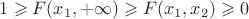 $1\geqslant F(x_1,+\infty)\geqslant F(x_1,x_2)\geqslant 0$