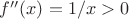 $f''(x)=1/x > 0$