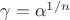 $\gamma = \alpha^{1/n}$