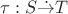 $\tau: S \dot{\to} T$