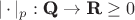 |\,\cdot\,|_p: \textbf{Q} \to \textbf{R} \geq 0