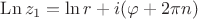 $\mathop{\mathrm{Ln}}z_1=\ln r+i(\varphi+2\pi n)$