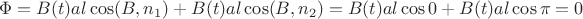 $\Phi=B(t)al\cos(B, n_1)+B(t)al\cos(B, n_2) =  B(t)al\cos0+B(t)al\cos\pi = 0 $