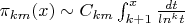 $\pi_{km}(x) \sim C_{km}\int_{k+1}}^{x}{\frac {dt} {ln^k t}}$