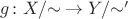 $g\colon X/{\sim}\to Y/{\sim'}$