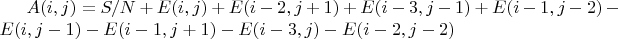 $A(i,j)=S/N+E(i,j)+E(i-2,j+1)+E(i-3,j-1)+E(i-1,j-2)
  -E(i,j-1)-E(i-1,j+1)-E(i-3,j)-E(i-2,j-2)$