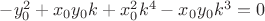 $-y_{0}^2+x_0 y_0 k+ x_{0}^2 k^4 -x_0 y_0 k^3=0$