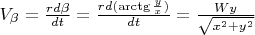 $V_\beta=\frac{rd\beta}{dt}=\frac{rd(\arctg\frac{y}{x})}{dt}=\frac{Wy}{\sqrt {x^2+y^2}}$