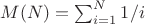 $M(N)=\sum_{i=1}^{N}1/i$