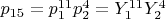 $p
_{15}=p_1^{11}p_2^4=Y_1^{11}Y_2^4$
