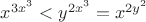 $x^{3x^3} < y^{2x^3} = x^{2y^2}$