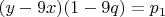 $(y-9x)(1-9q)=p_1$