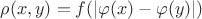 $\rho(x,y)=f(|\varphi(x)-\varphi(y)|)$