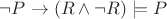 $ \neg P \to (R \wedge \neg R) \models P$