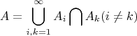 $$
A = \bigcup_{i, k = 1}^\infty A_i \bigcap A_k (i \ne k)
$$