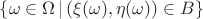 $\{\omega\in\Omega\, |\, (\xi(\omega), \eta(\omega))\in B \}$