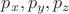 $p_x, p_y,p_z$
