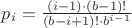 $p_i=\frac{(i-1)\cdot(b-1)!}{(b-i+1)!\cdot b^{i-1}}$