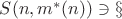 $S(n,m^*(n))\ni$