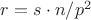 $r=s\cdot n/p^2$