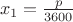 $\ x_1  = \frac p {3600} $