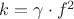 $k = \gamma \cdot f^2$