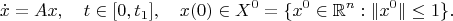 $$\dot{x}=Ax,\quad t\in [0,t_1], \quad x(0)\in X^0=\{x^0\in \mathbb{R}^n: \|x^0\|\leq1 \}.$$