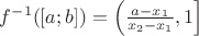 $f^{-1}([a;b])=\left(\frac{a-x_1}{x_2-x_1},1\right]$