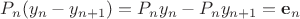 $P_n(y_n-y_{n+1})=P_ny_n-P_ny_{n+1}=\bold e_n$