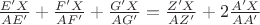 $\frac{E'X}{AE'}+\frac{F'X}{AF'}+\frac{G'X}{AG'}=\frac{Z'X}{AZ'}+2\frac{A'X}{AA'}$