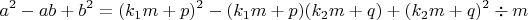 $$a^2-ab+b^2=(k_1m+p)^2-(k_1m+p)(k_2m+q)+(k_2m+q)^2\div m$$