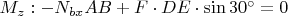 $M_z: -N_{bx}AB+{F}\cdot{DE}\cdot\sin{30^\circ}=0$