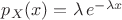 $p_X(x)=\lambda \,e^{-\lambda x}$